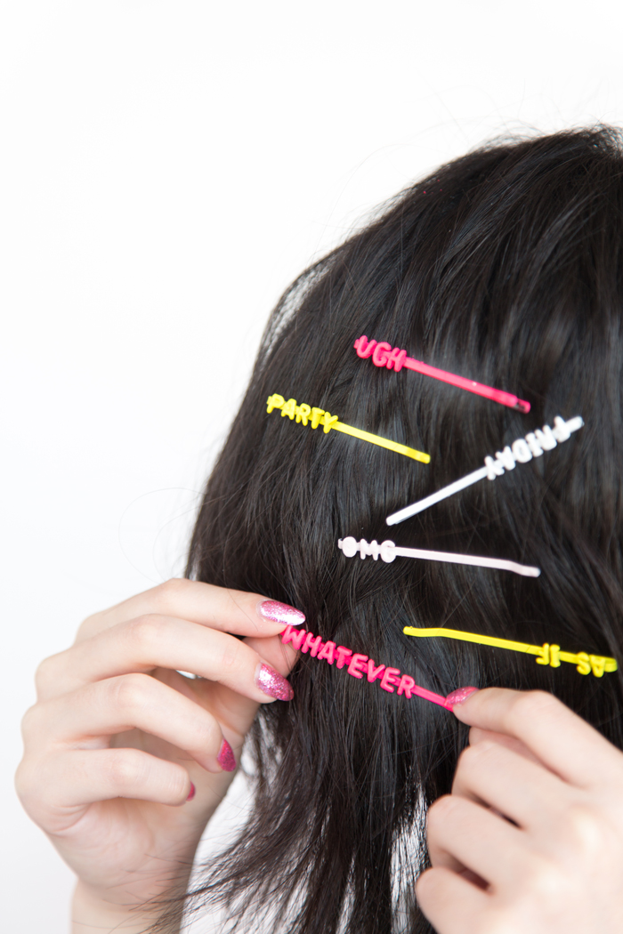 DIY Word Hair Clips