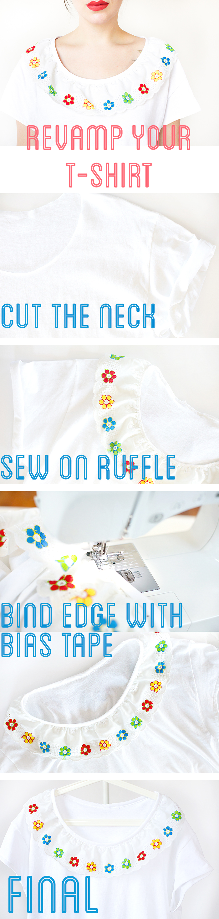 diy ruffle neck t-shirt