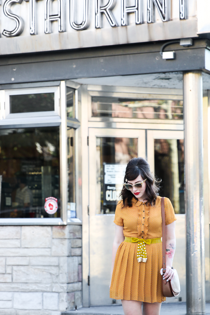 mustard forever 21 dress Evelyn Bourdon