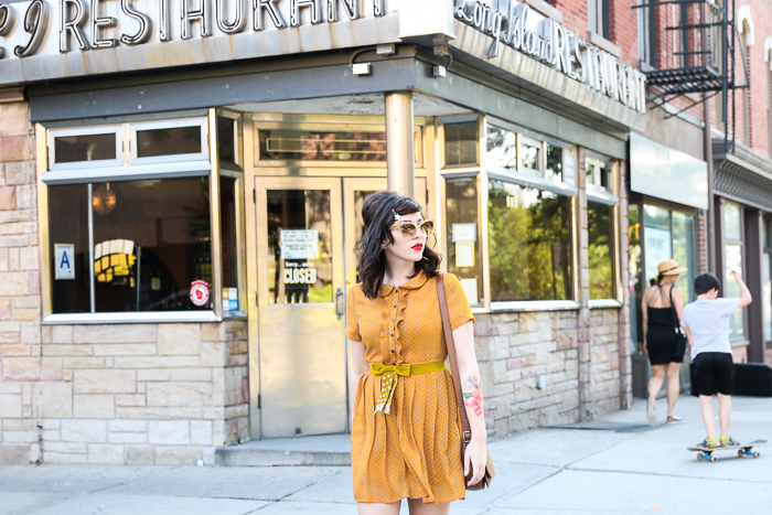 mustard forever 21 dress Evelyn Bourdon