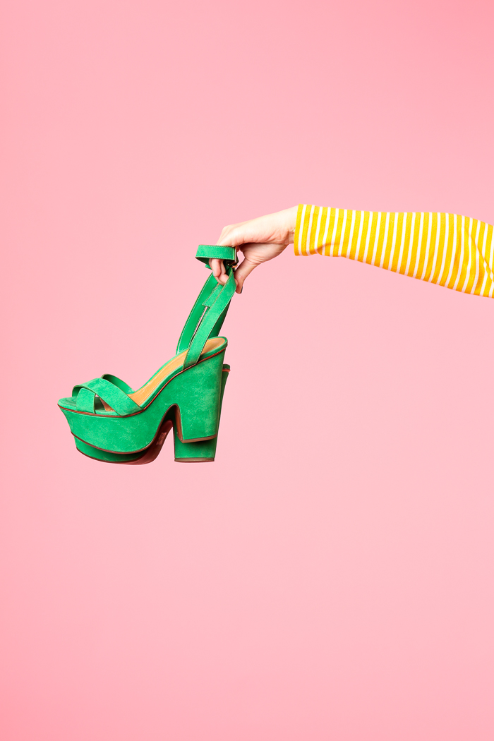 green suede platforms