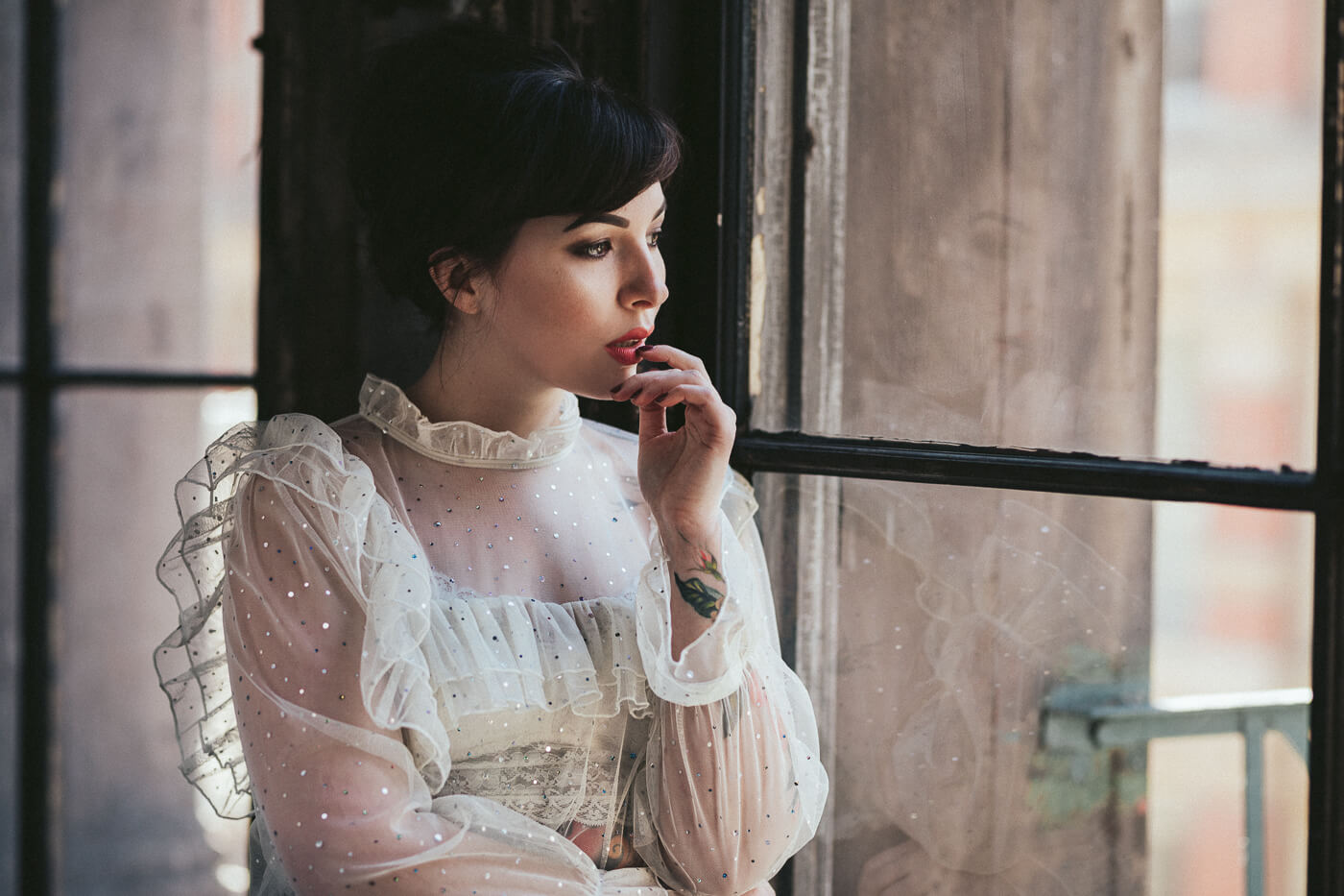 storets sheer ruffled blouse