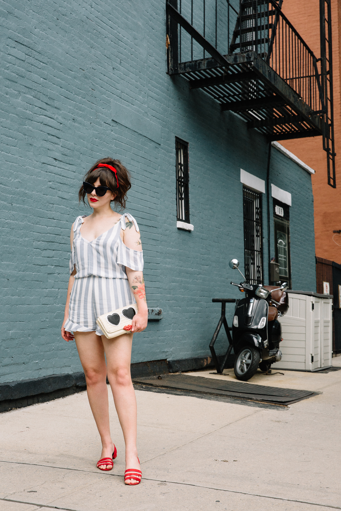 cold shoulder american eagle striped romper