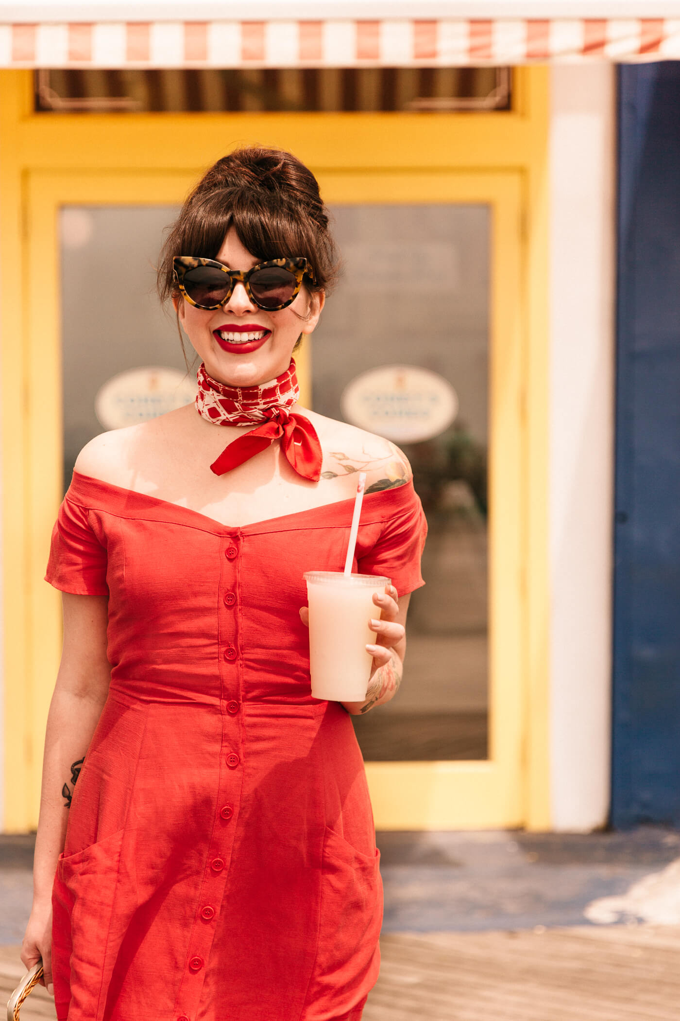 red linen reformation dress