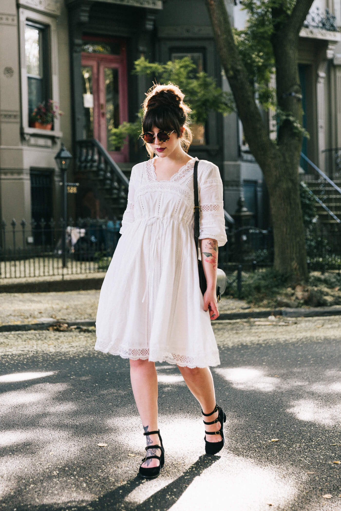 Evelyn Bourdon white cotton lace dress anthropologie