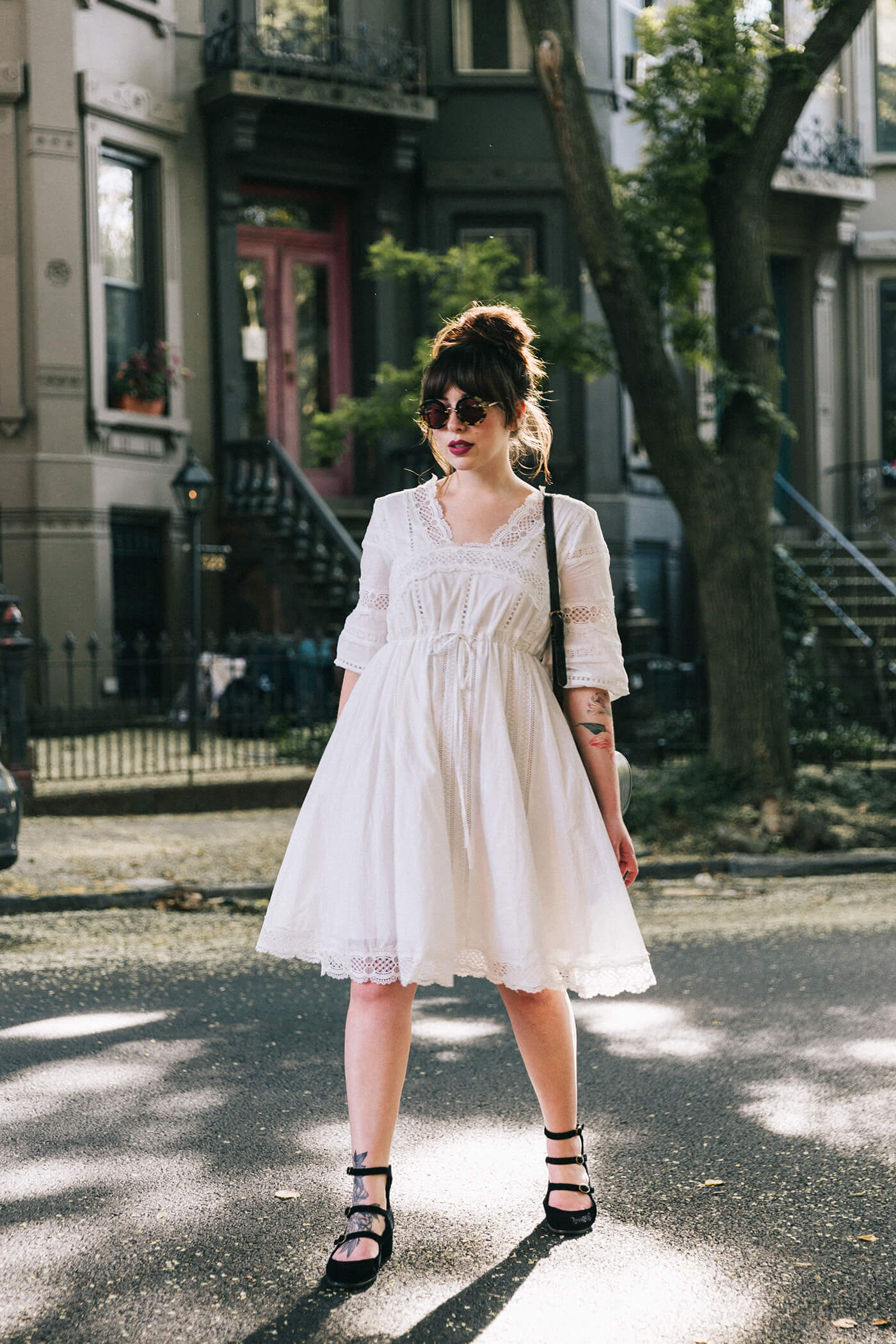 Evelyn Bourdon white cotton lace dress anthropologie