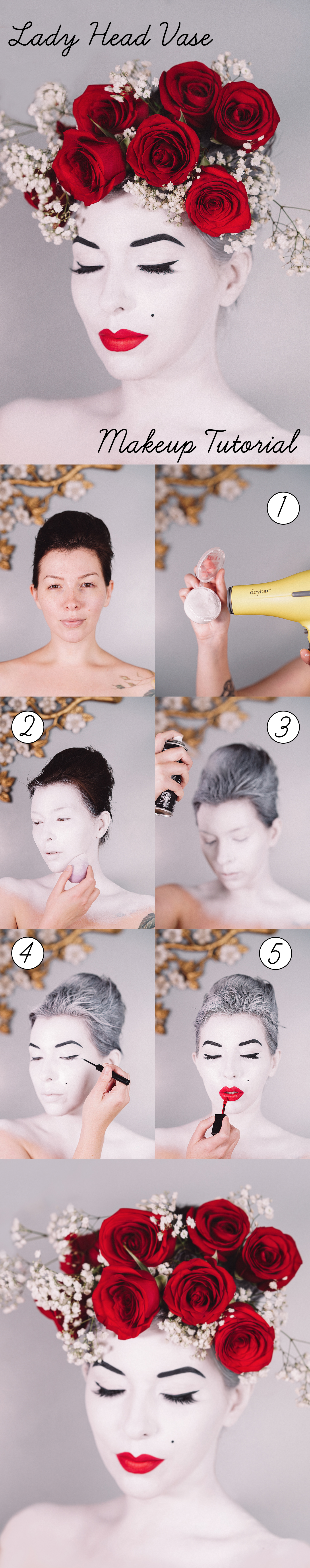 lady head vase makeup tutorial for halloween costume