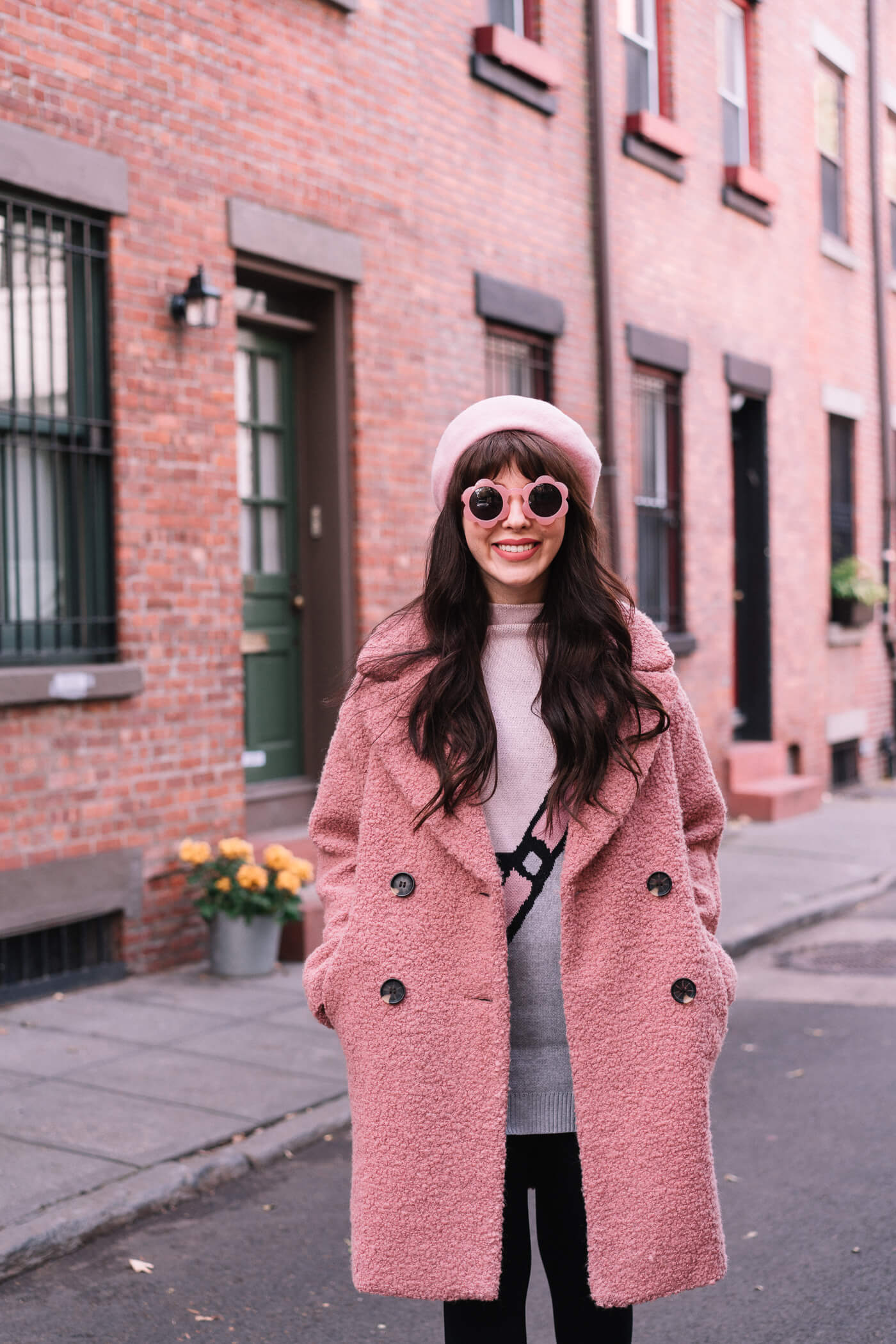 pink topshop coat alicia boucle