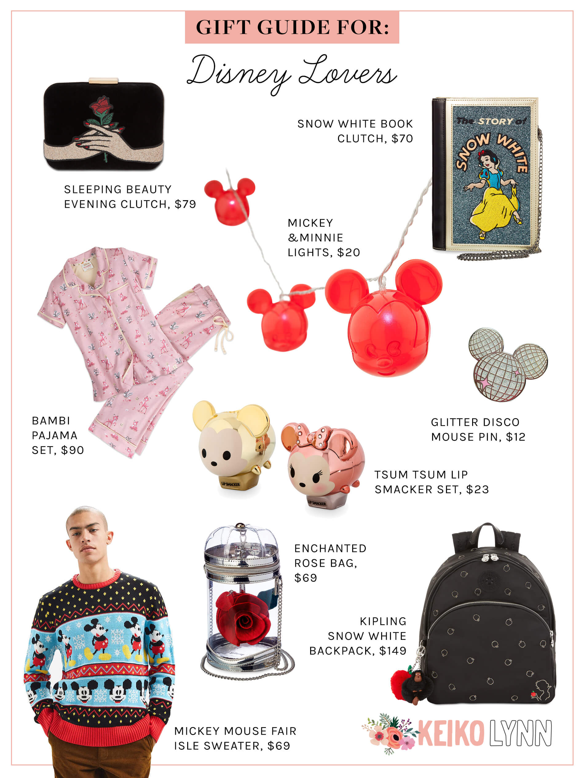 disney gift guide, gift guide for disney lovers, mickey mouse gift guide, snow white gifts, sleeping beauty gifts