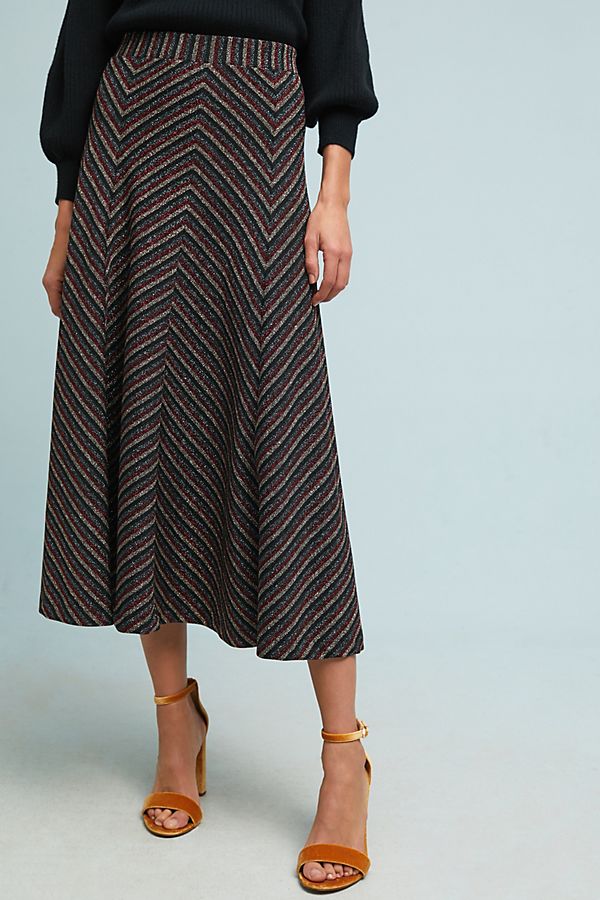 metallic chevron skirt