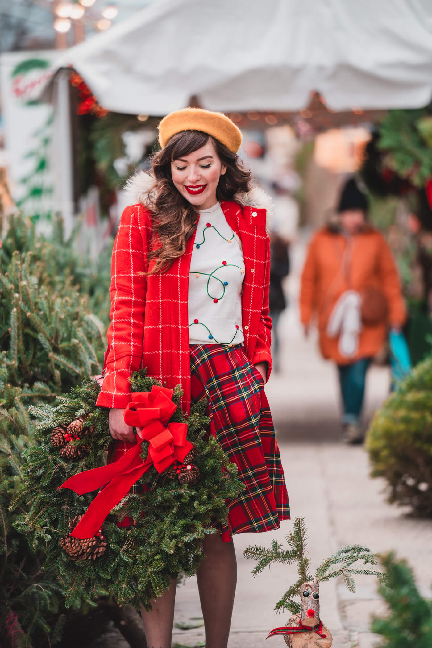 Christmas plaid skirt modcloth holiday outfit