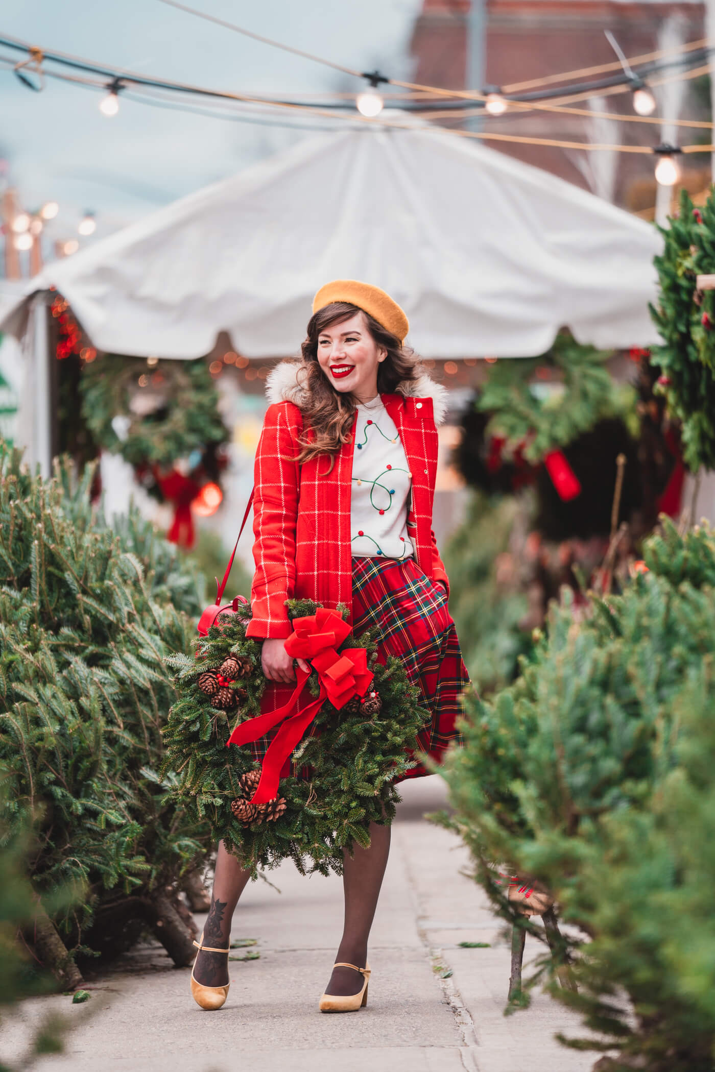 Christmas plaid skirt modcloth holiday outfit