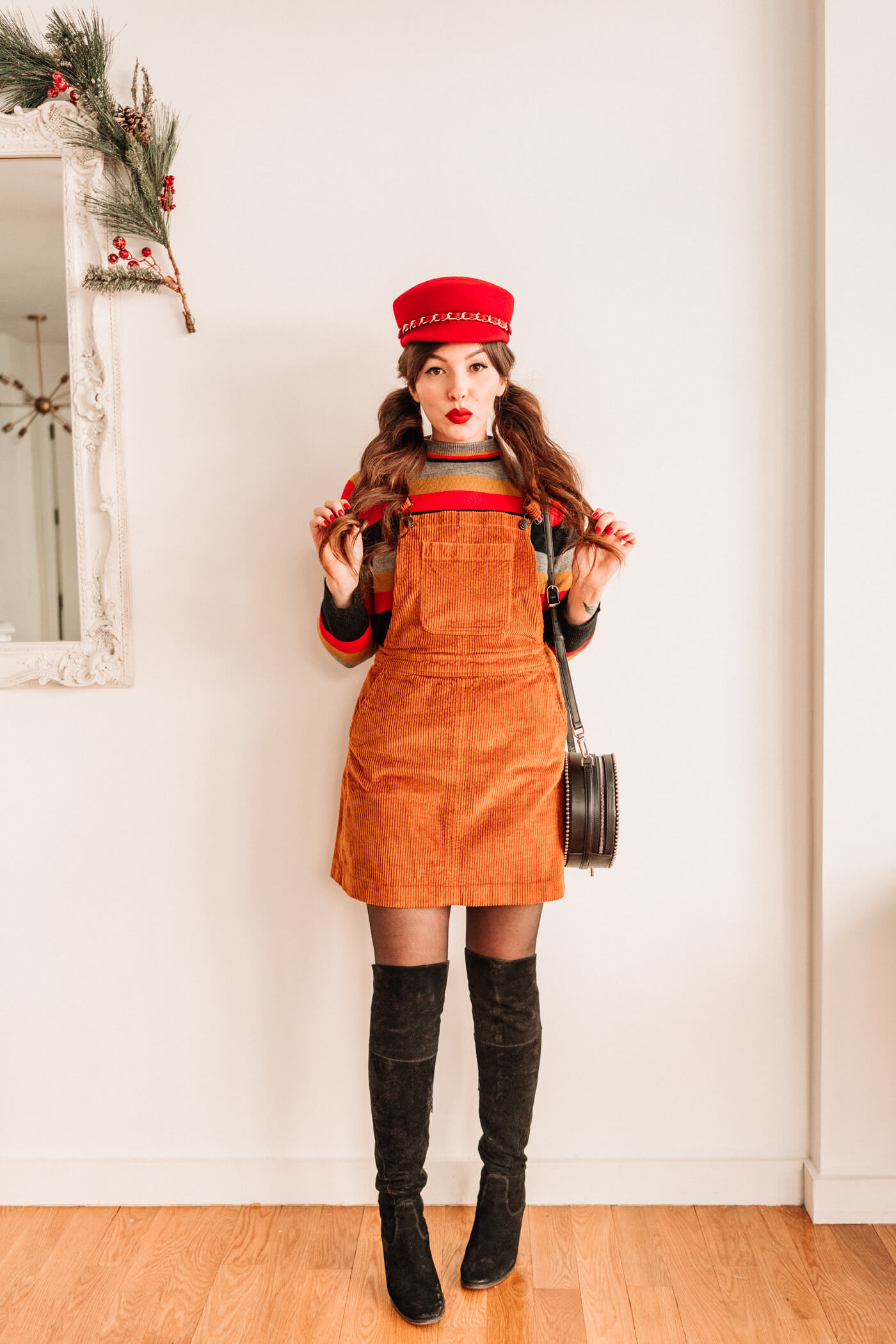 4 ways to style a corduroy overall dress 