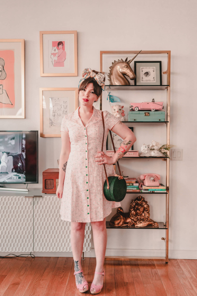 woman in pink dress 