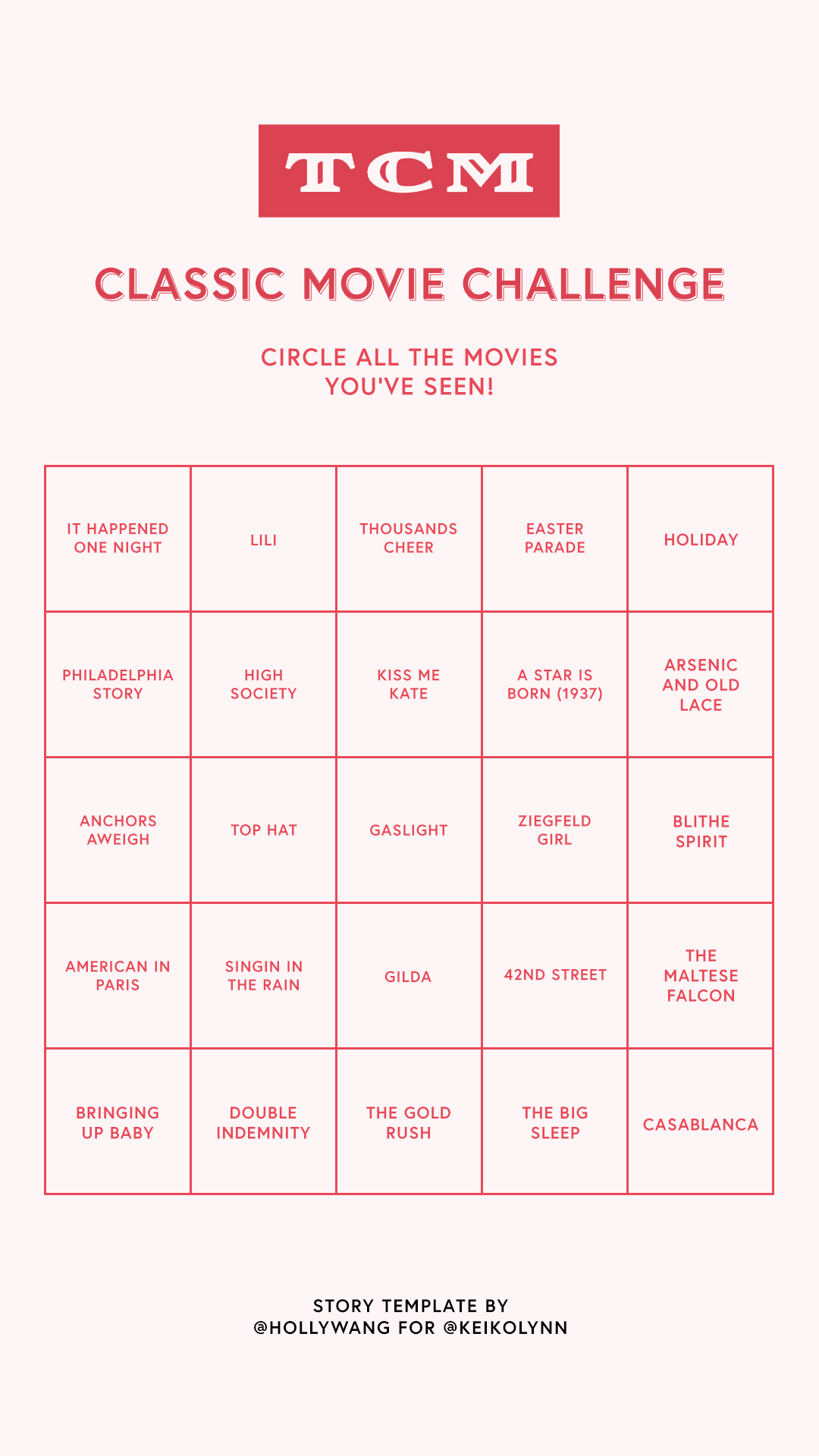 Classic Movie Challenge Instagram Story Templates