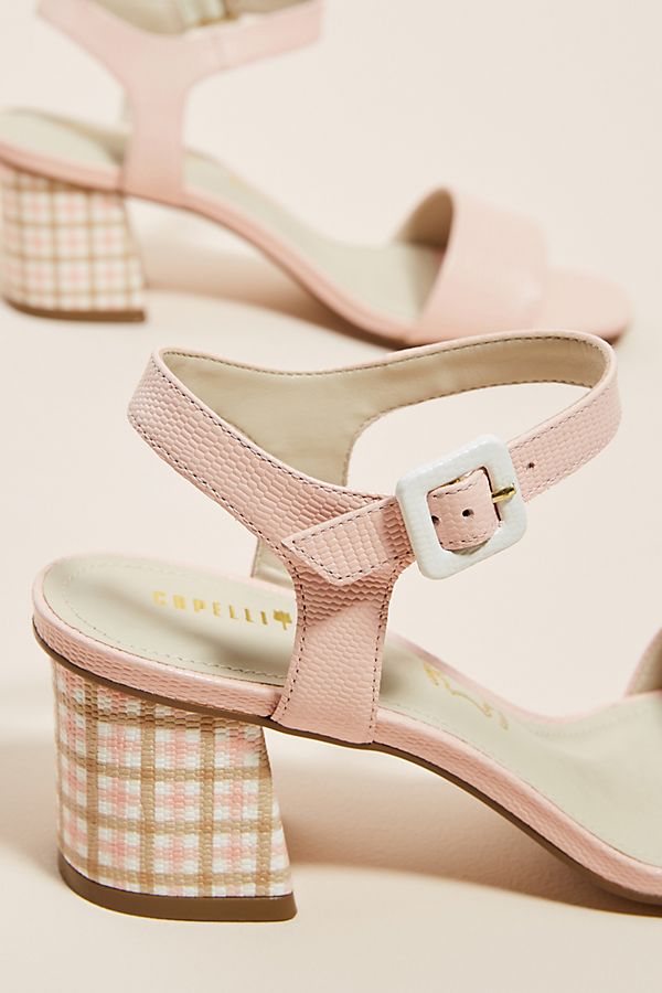 gingham heeled sandals