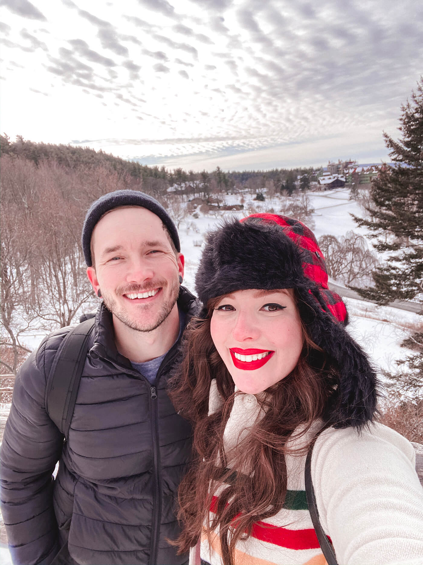 hiking in snowshoes