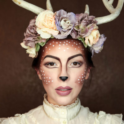 easy deer makeup tutorial for halloween, fawn makeup