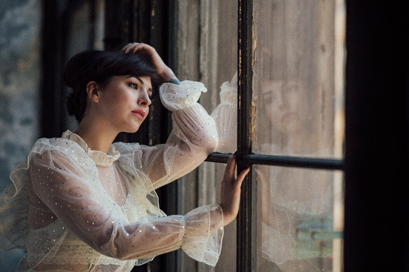 storets sheer ruffled blouse