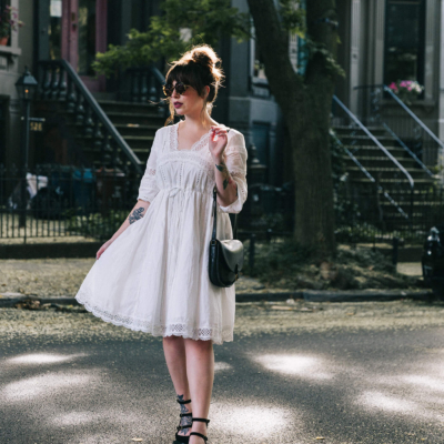 Evelyn Bourdon white cotton lace dress anthropologie