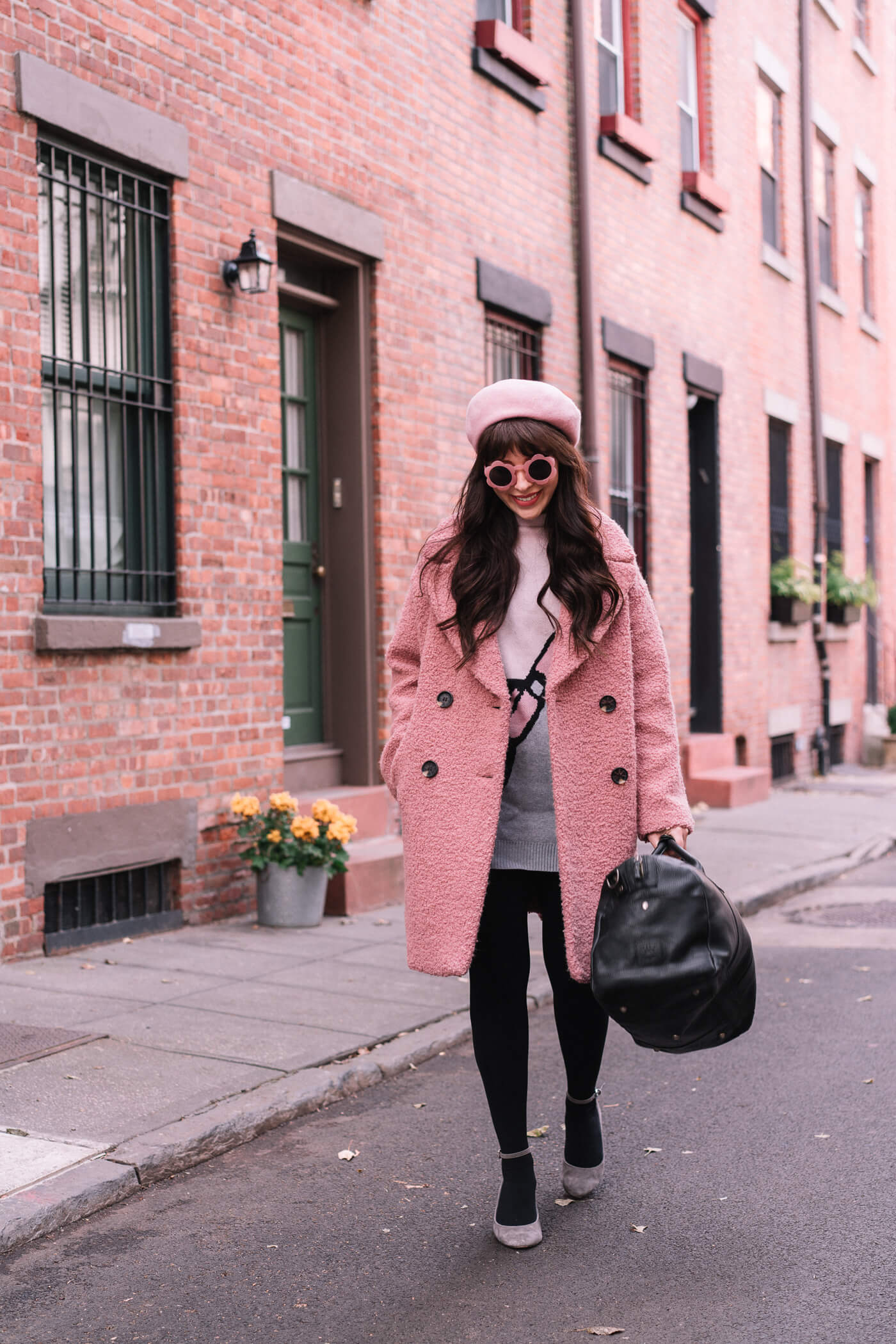 pink topshop coat alicia boucle