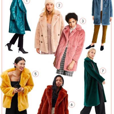 collage of Faux Fur Coat Roundup