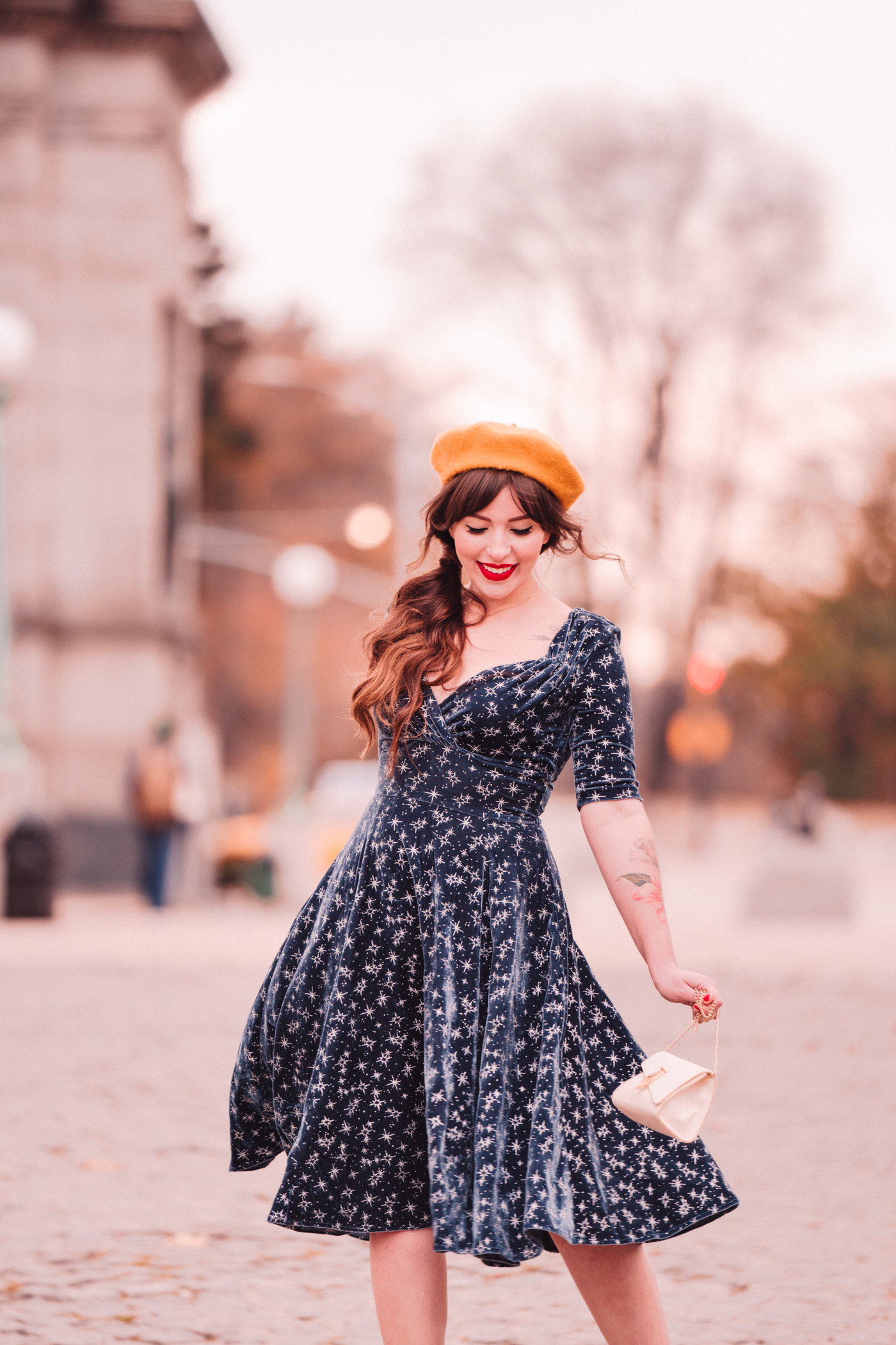 woman in blue dress for Blue Christmas