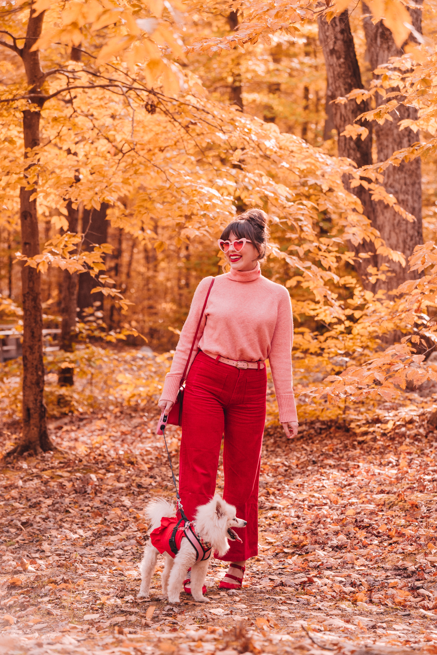 woman walking her dog