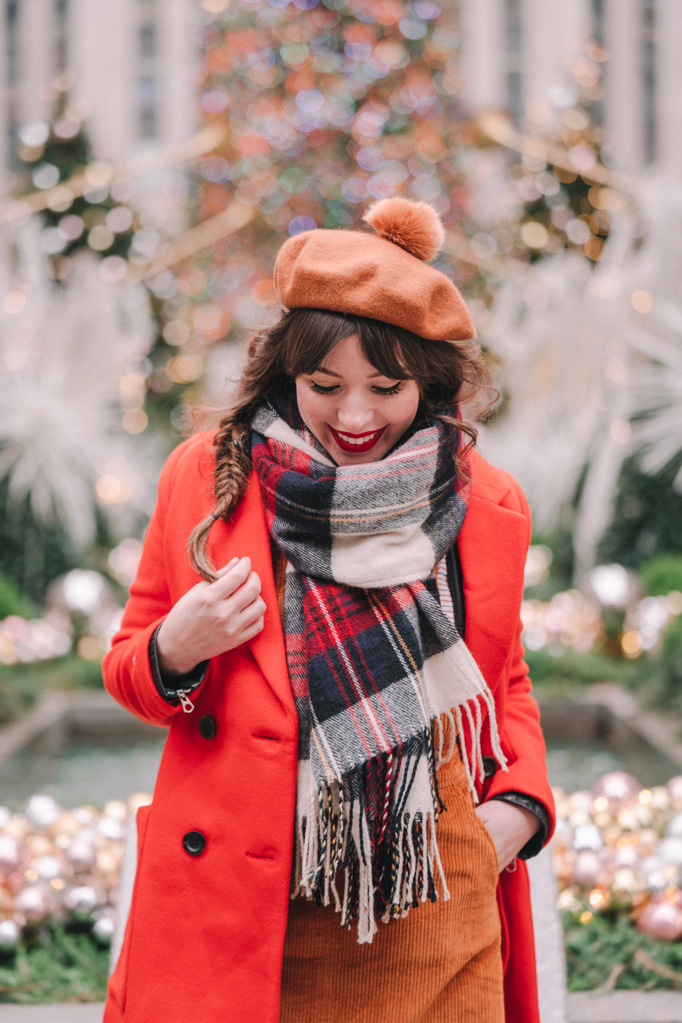 fashionable woman in the mall at Christmas