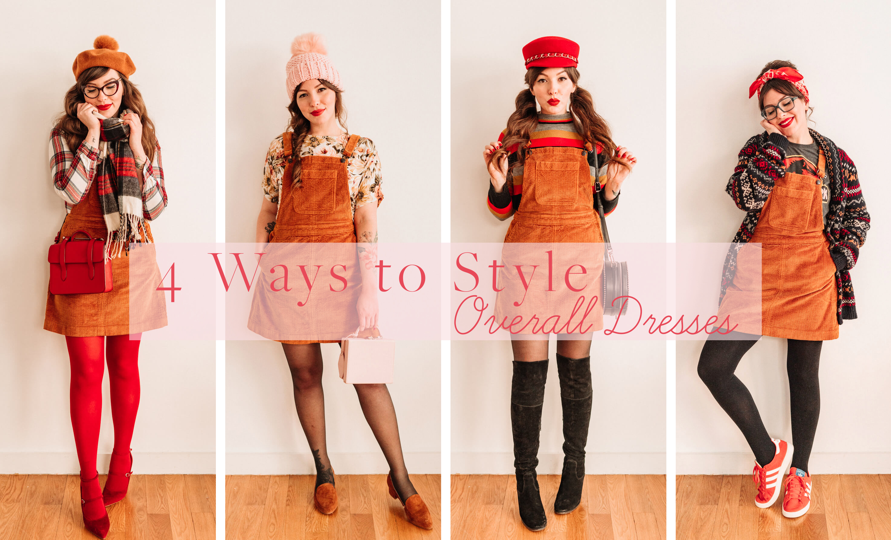 4 ways to style a corduroy overall dress