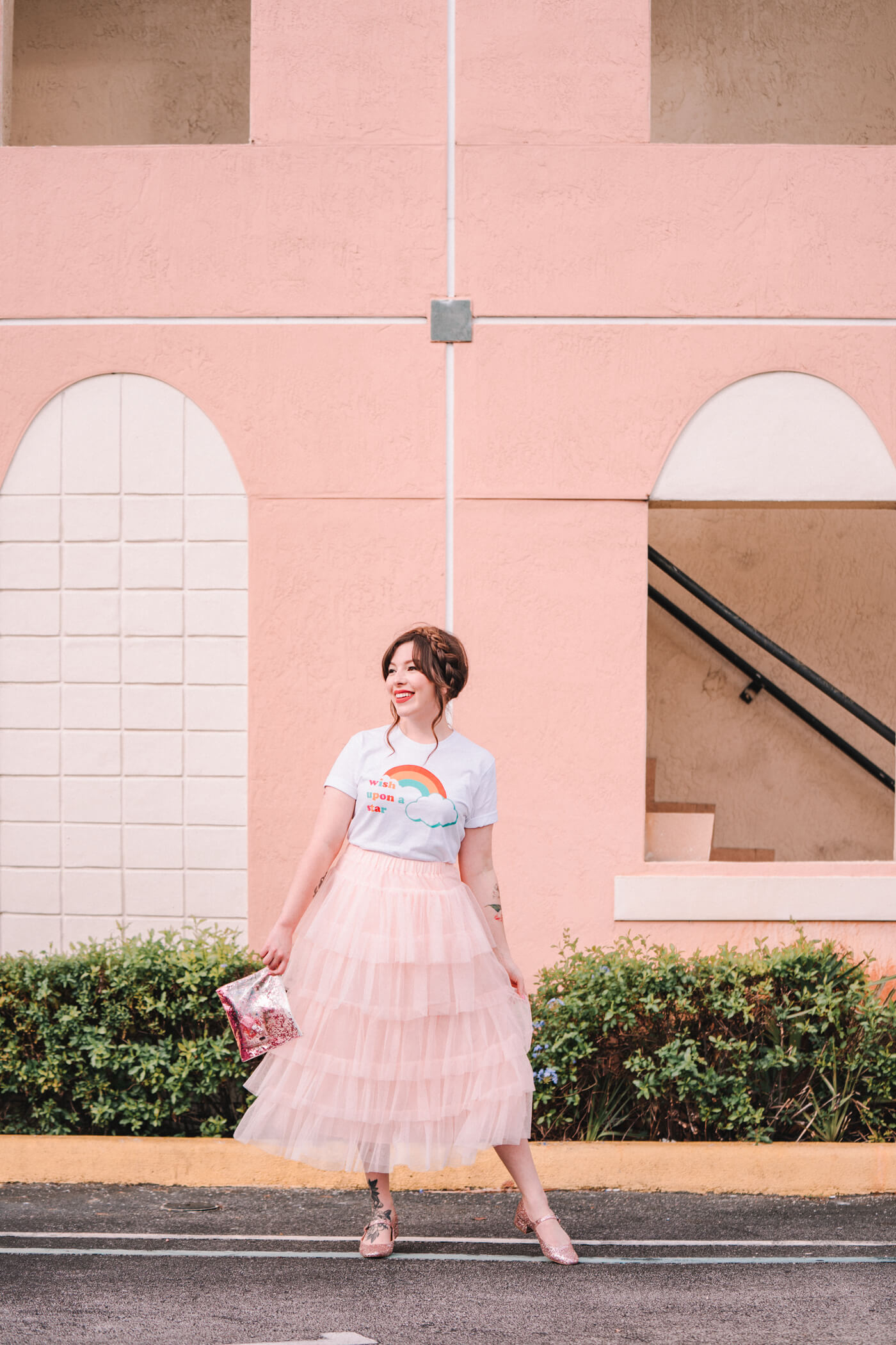 woman wearing Wish Upon a Star shirt 