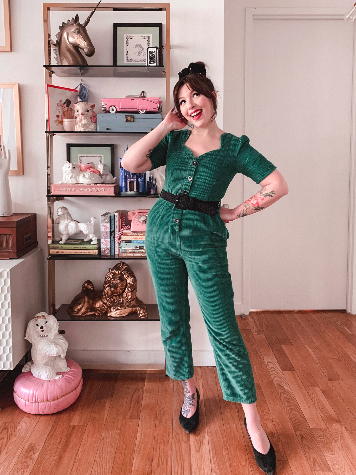 green corduroy jumpsuit