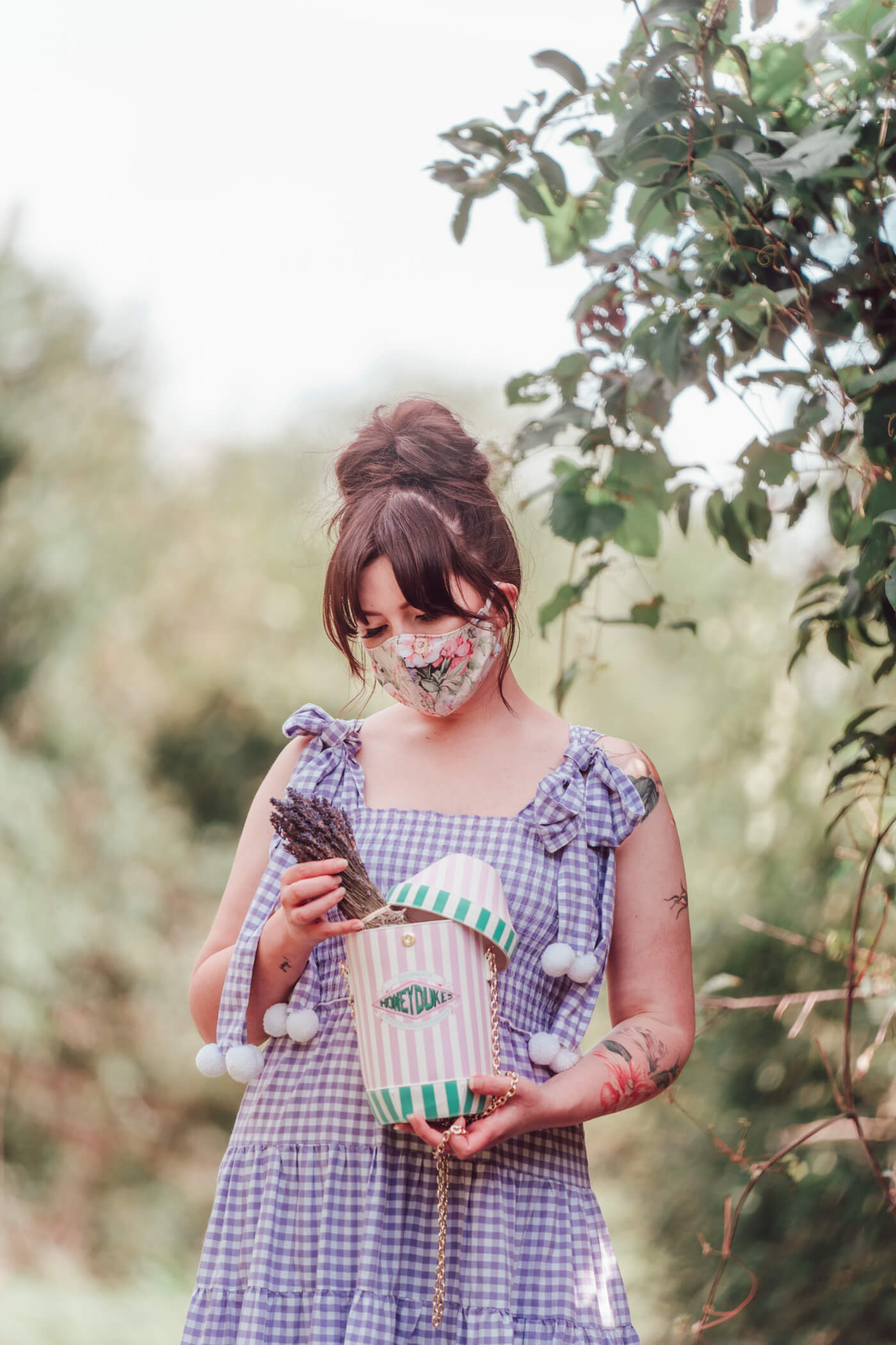 lavender gingham maxi sundress