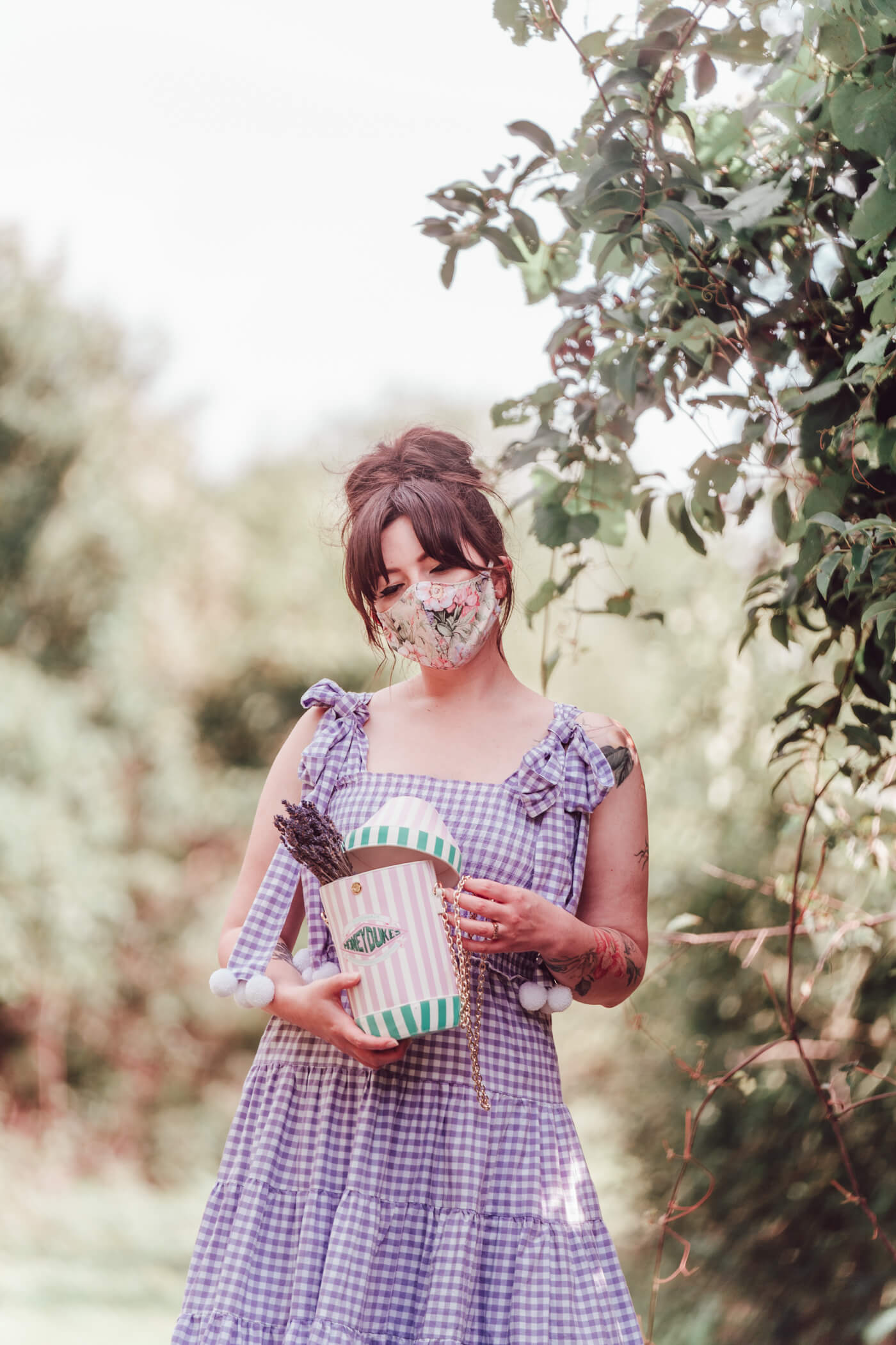 lavender gingham maxi sundress