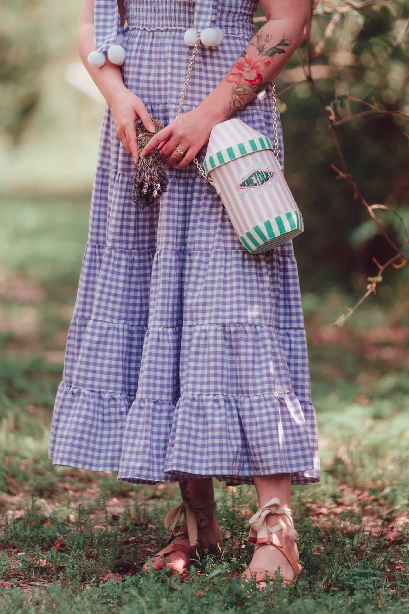 lavender gingham maxi sundress