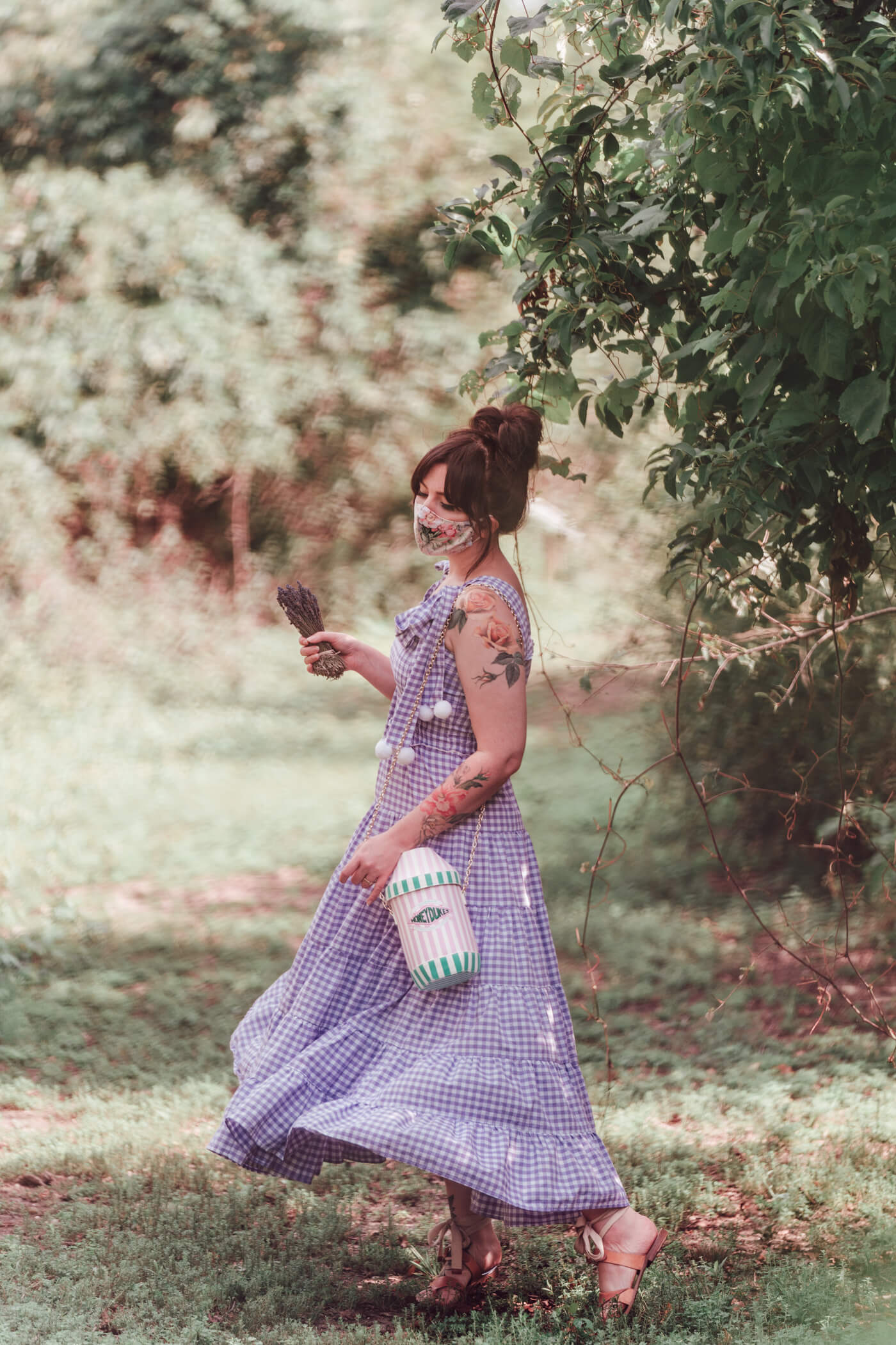 lavender gingham maxi sundress