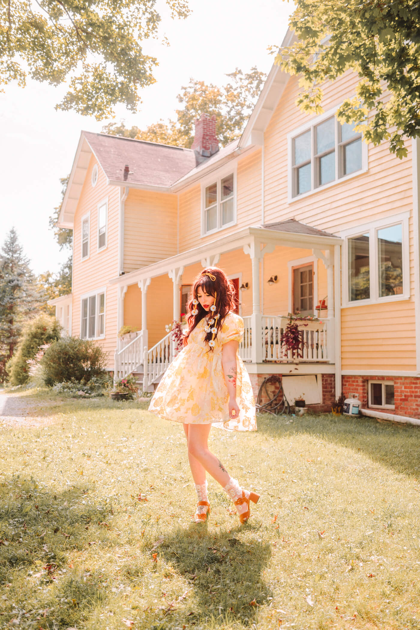 yellow floral dress