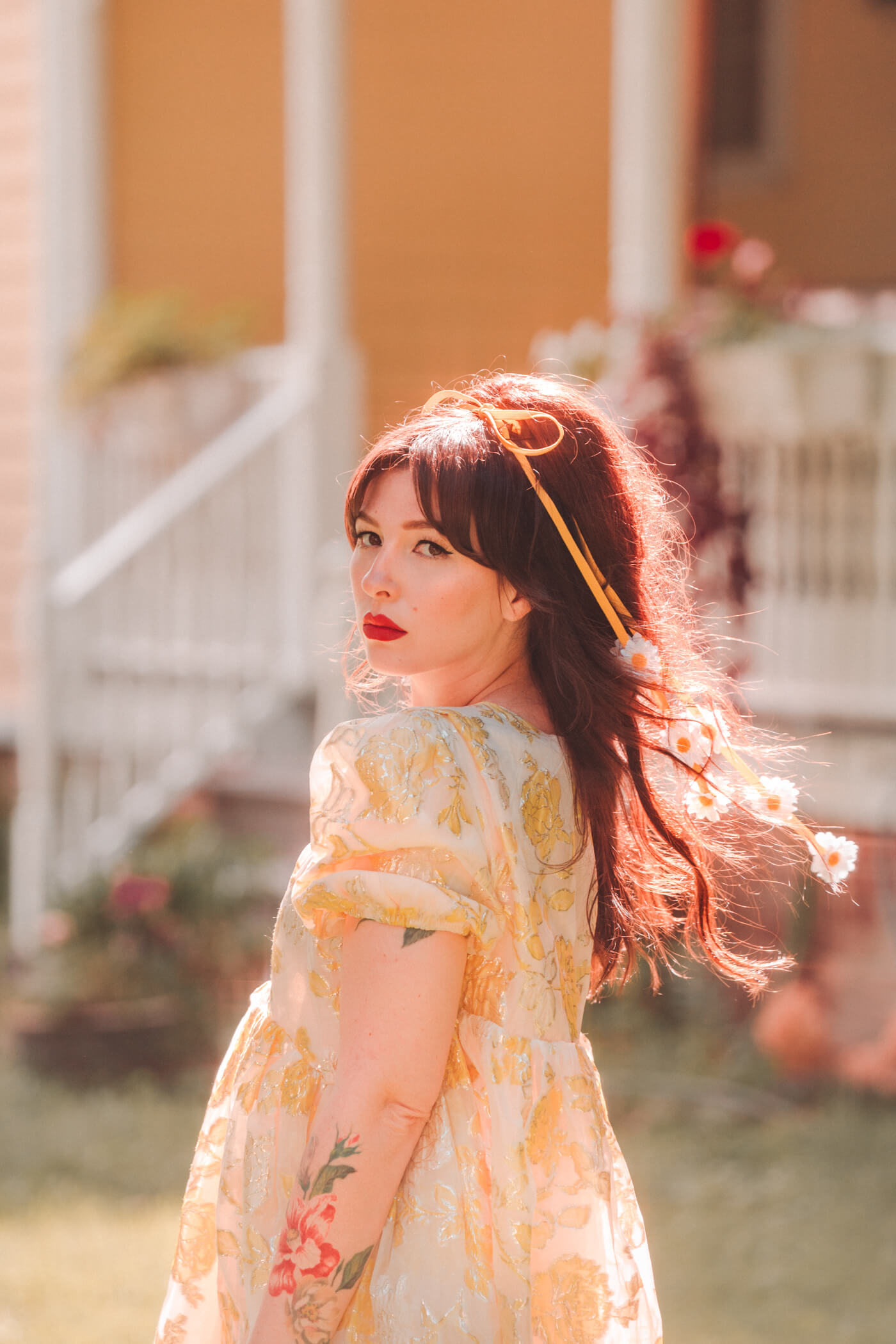 yellow floral dress