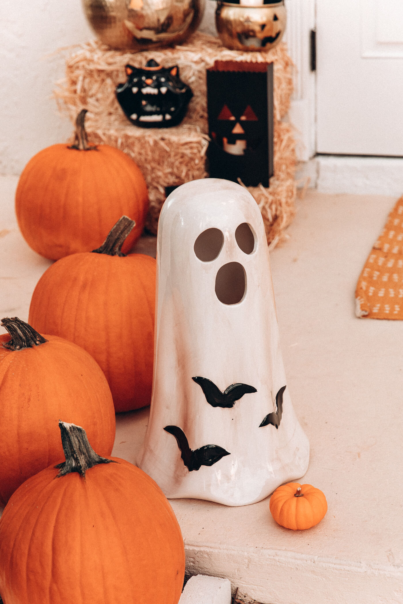 Halloween Exterior Home Decor ghost and pumpkins 