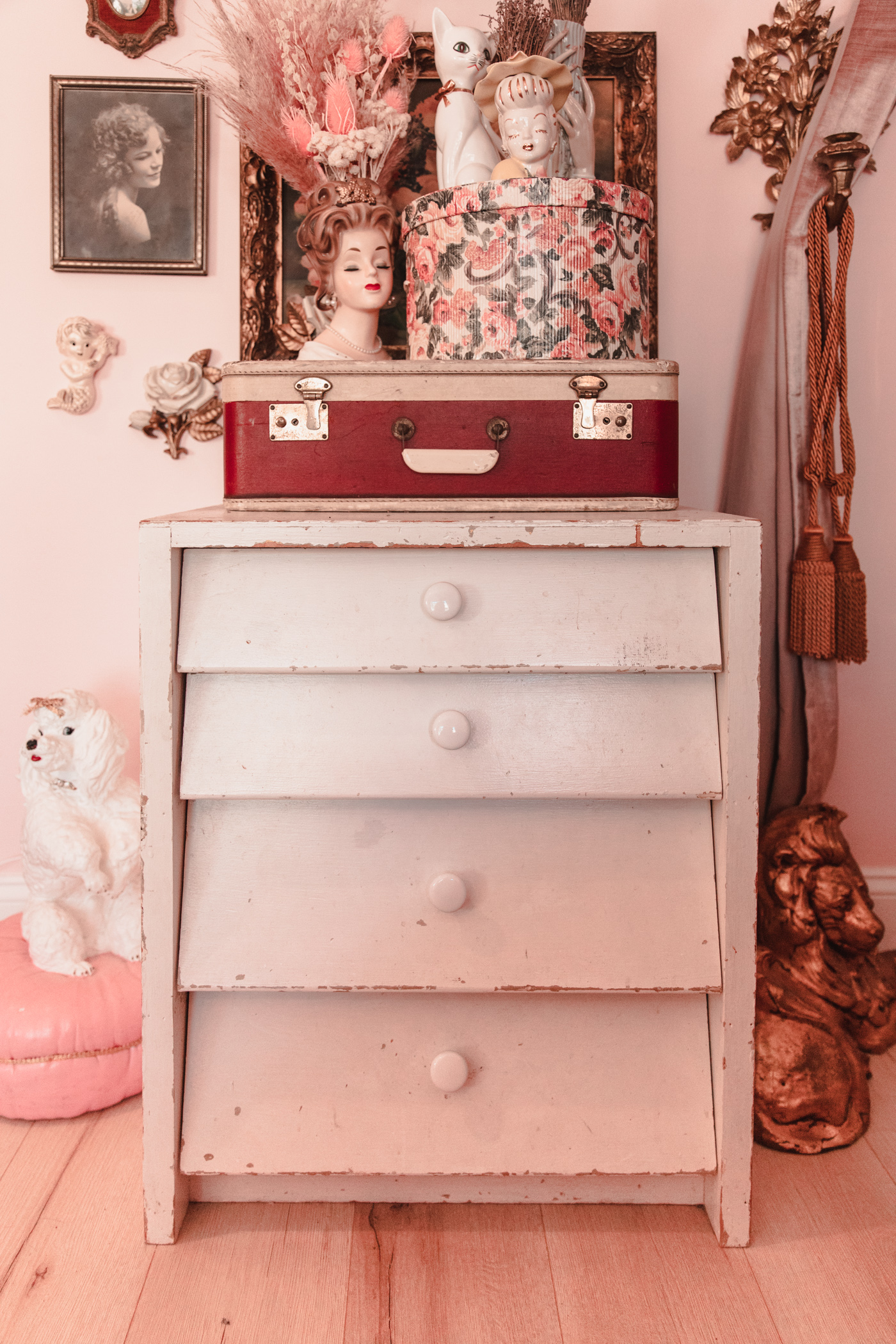 before the vintage dresser makeover