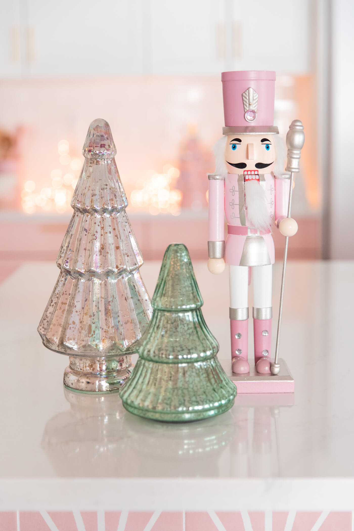 pink nutcracker pastel christmas decor